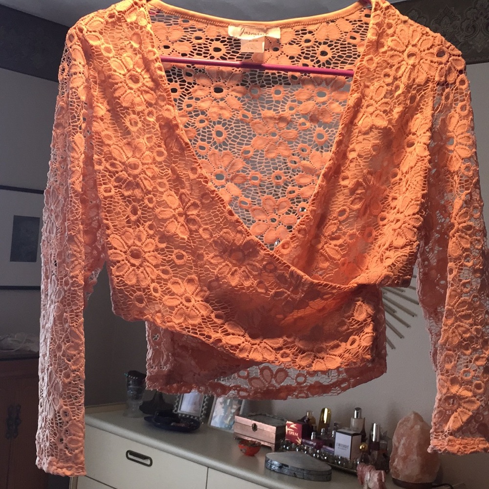 Pink laced crop top